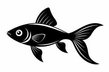 Guppy fish silhouette black vector art illustration