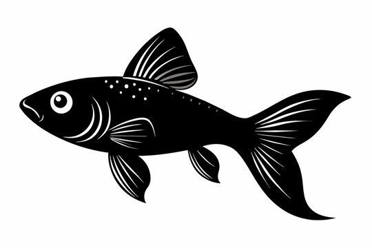recommend clip art: Guppy fish silhouette black vector art illustration