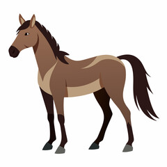 Obraz premium Brown Horse Standing with a Long Tail and a Striped Back