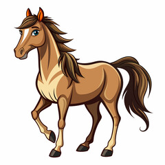 Cartoon Illustration of a Brown Horse with Blue Eyes