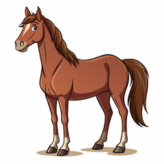 Fototapeta premium Cartoon Illustration of a Brown Horse Standing