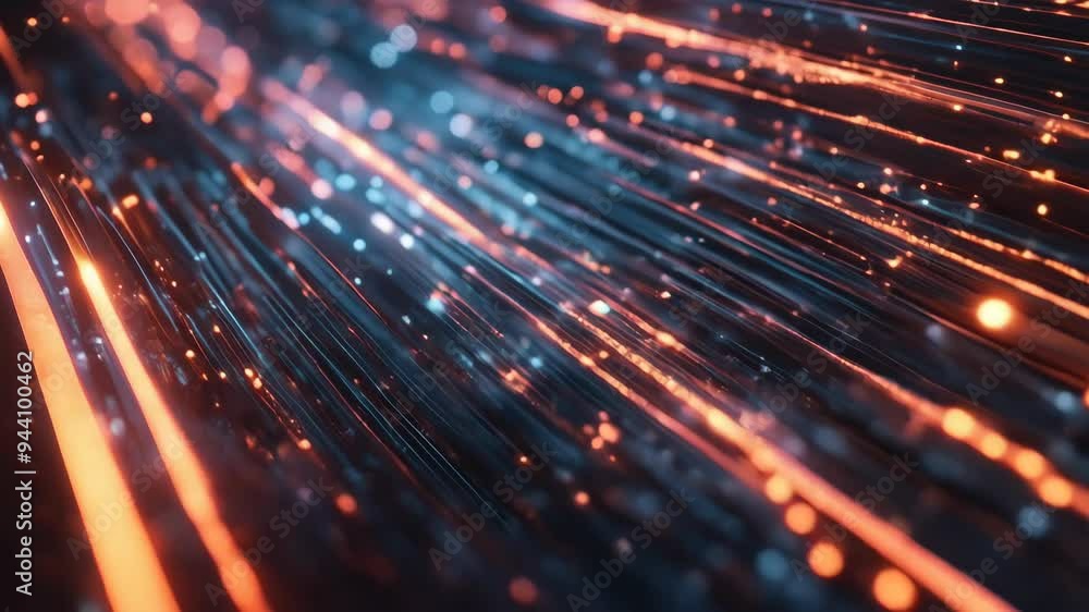 Poster witness a mesmerizing display of moving light trails in striking blue and orange colors, creating a 
