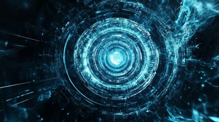 Fototapeta premium Digital Blue Rings, Abstract, Technology, Futuristic, Science Fiction, Technology, Futuristic