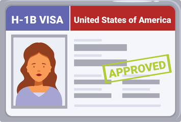 Woman receiving approved h 1b visa united states of america immigration document