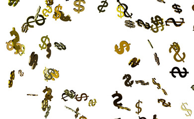Dollar Signs Raining over Transparent Background