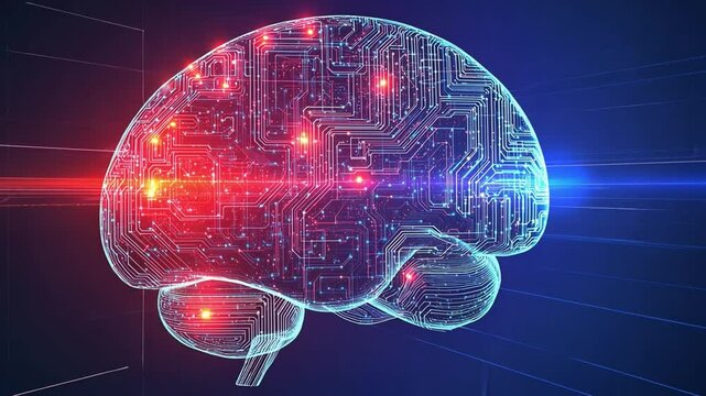 Artificial intelligence concept with a brain made of electronic circuits