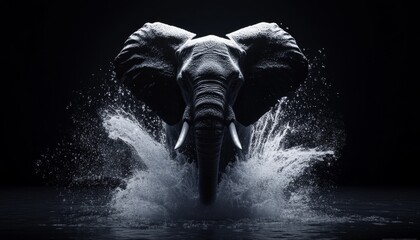 Obraz premium Majestic Elephant Silhouette Traversing Desert Landscape: Symbolic Representation of Wildlife Conservation and International Elephant Day. Minimalist Abstract Design for Animal Protection Awareness Ca