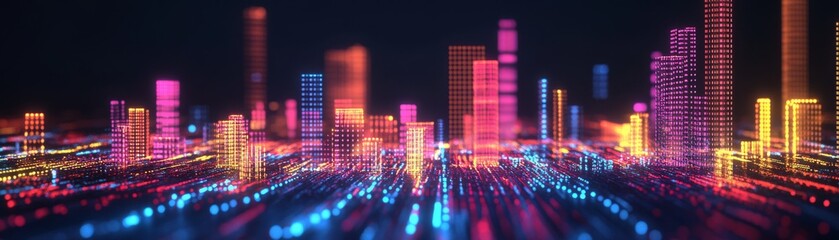 Neon Cityscape Abstract Digital Architecture, 3D Render, City Lights, Cyberpunk, Futuristic, Technology ,cyberpunk