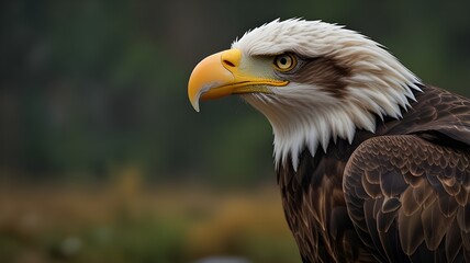 An awe-inspiring powerful close-up of a bald eagle’s face. 