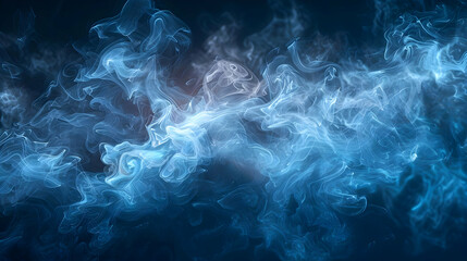Obraz premium Abstract Blue Smoke Swirling Abstractly on a Dark Background