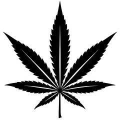 Marijuana Leaf Silhouette - Vector Art on White Background