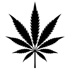 Marijuana Leaf Silhouette - Vector Art on White Background