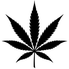 Marijuana Leaf Silhouette - Vector Art on White Background