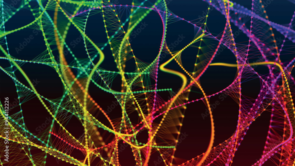 Poster abstract background with connecting dots and lines. neural connections. network connection structure