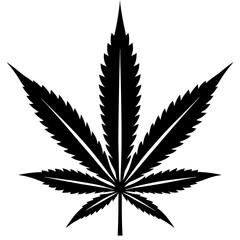 Marijuana Leaf Silhouette - Vector Art on White Background