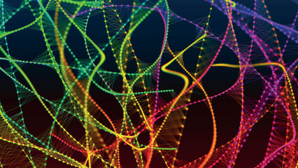 Abstract background with connecting dots and lines. Neural connections. Network connection structure. Plexus effect. 3D vector illustration