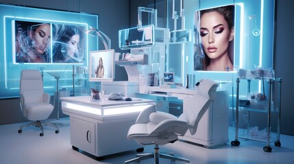 A photo of a contemporary skincare analysis room