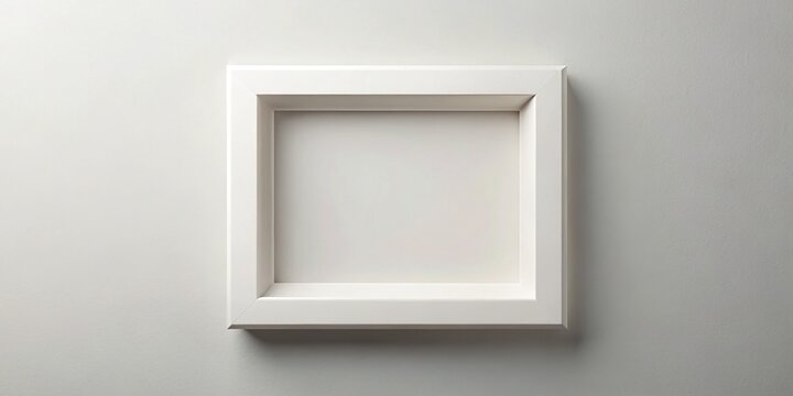 Empty white square frame with a subtle shadow on a light background, perfect for showcasing artwork, graphics, or other creative designs.