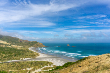 A stunning lighthouse perched on the dramatic cliffs of Otago's coast, New Zealand. Overlooking the Pacific Ocean, this spot offers breathtaking views, perfect for summer outings, birdwatching penguim