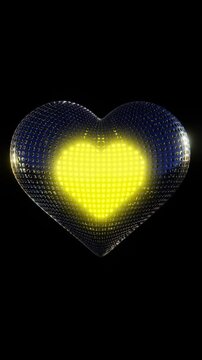 Abstract 3d cyber techno futuristic wireframe heart valentine love motion neon rainbow retro vertical social media trendy story design art 4K 30 fps loop animation wallpaper