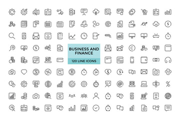 Business And Finance line icons set. UI icon set in a flat design. Thin outline icons pack.