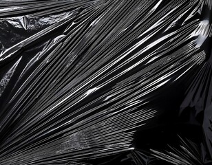 Fototapeta premium wrinkled plastic wrap texture black background high resolution high details vibrant