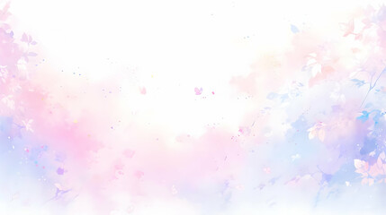 Pastel Watercolor Floral Background with Delicate Butterflies