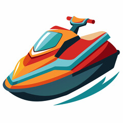 Naklejka premium Orange and Red Jet Ski with Blue Trim