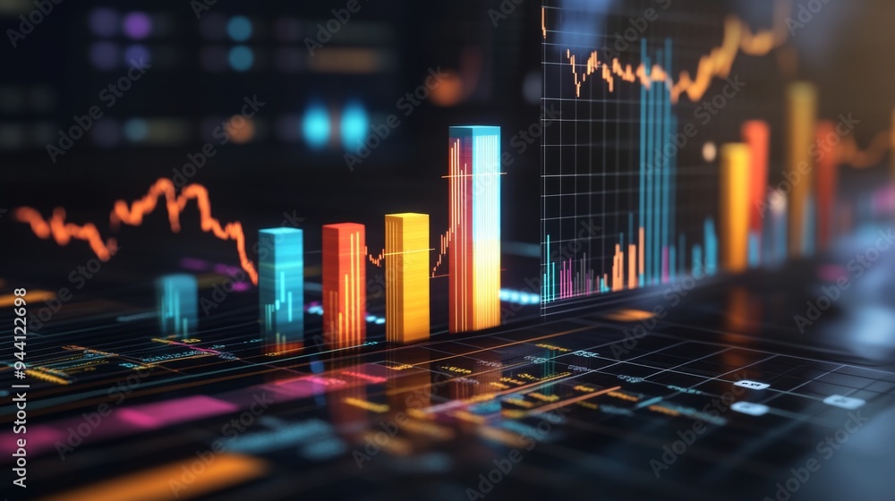 Poster a 3d bar graph with data labels and percentage values displayed above each bar, providing a clear an