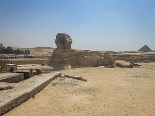 Great Sphinx of Giza, ancient limestone monument with a lion's body and Pharaoh's head, symbolizing Egypt's rich history