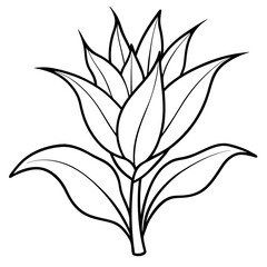 Minimalist Flower line art on White Background - Vector Art