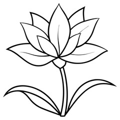 Minimalist Flower line art on White Background - Vector Art