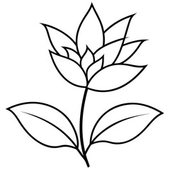 Minimalist Flower line art on White Background - Vector Art