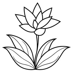 Minimalist Flower line art on White Background - Vector Art