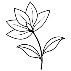 Minimalist Flower line art on White Background - Vector Art