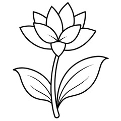 Minimalist Flower line art on White Background - Vector Art