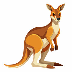 Cartoon illustration of a red kangaroo standing on its hind legs