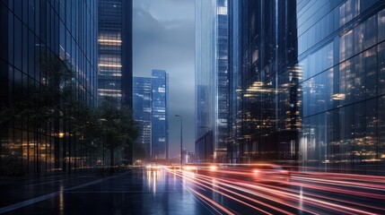 Nighttime Cityscape with Blurry Lights