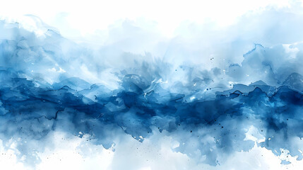 Fototapeta premium Abstract Blue Watercolor Background, Paint Textures, Blue Hues, Digital Art, Artistic Expression