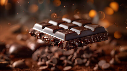 Chocolate Bar Photography: Dark Chocolate with Cocoa Nibs, Levitation