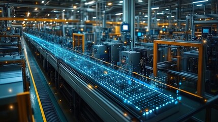 Obraz premium Smart factory using artificial intelligence with automated production line