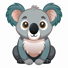 Obraz premium Cartoon Koala with Big Brown Eyes Sitting on Its Haunches