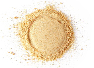 Ground biscuit, pile crumbs isolated on white