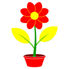 Minimalist Flower on White Background - Vector Art
