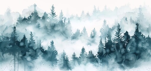 Misty Forest Watercolor
