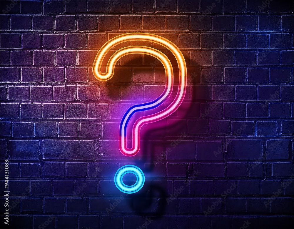 Poster vector realistic isolated neon sign question customizable color font alphabet logo template decorati