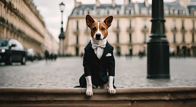 Elegant dog in Paris.