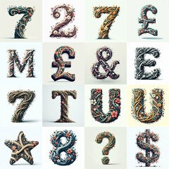 Fototapeta premium Branches and flowers spring Lettering Typeface. AI generated illustration