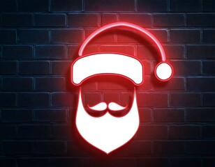 vector realistic isolated neon sign santa claus hat decoration display wall background concept merry christmas happy new year