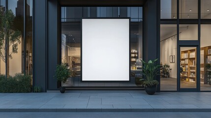 Blank Signboard on Modern Storefront